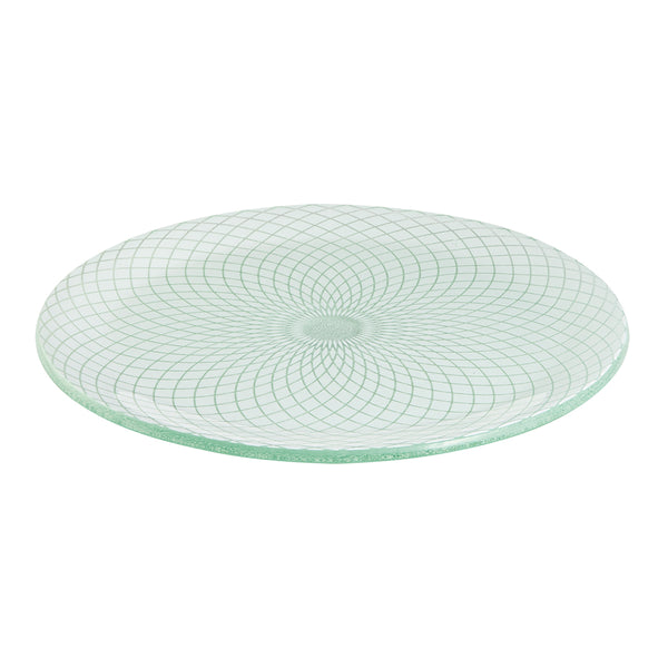 Spiro White 13" Round Handmade Glass Platter, SET of 2