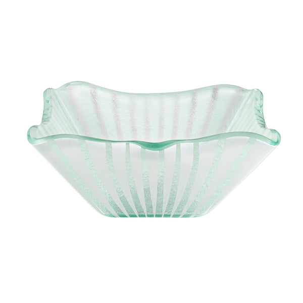 Stelo White 10" Square Handmade Glass Bowl, SET of 2