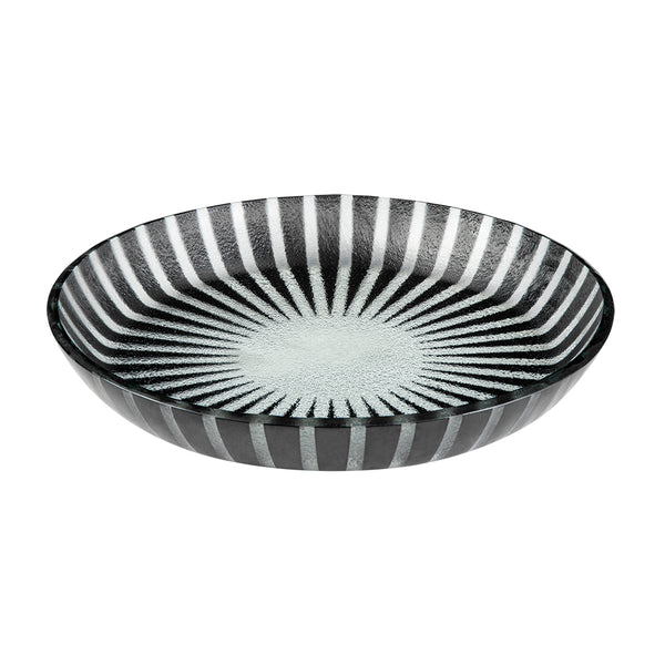 Stelo Black 14" Round Shallow Handmade Glass Bowl, SET of 2