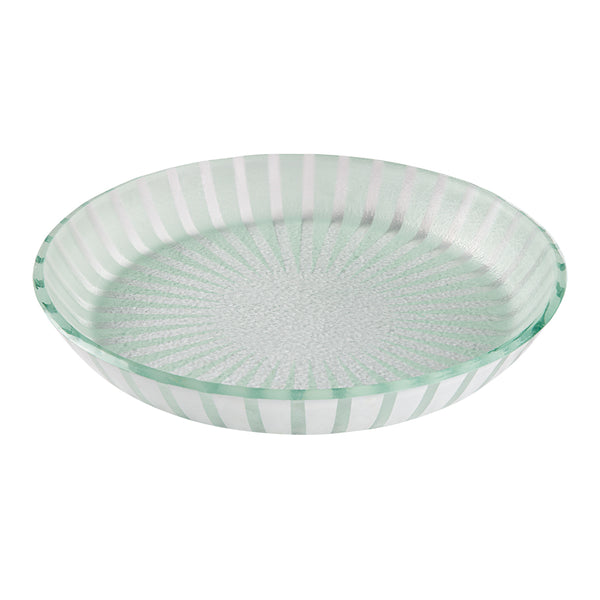 Stelo White 14" Round Shallow Handmade Glass Bowl, SET of 2