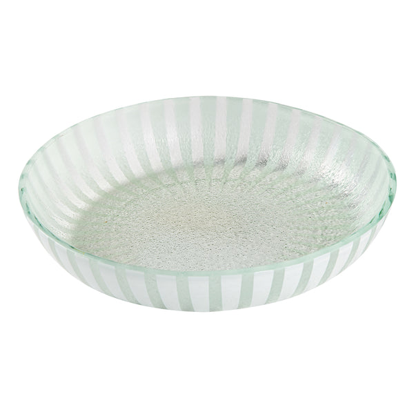 Stelo White 11" Round Shallow Handmade Glass Bowl, SET of 2