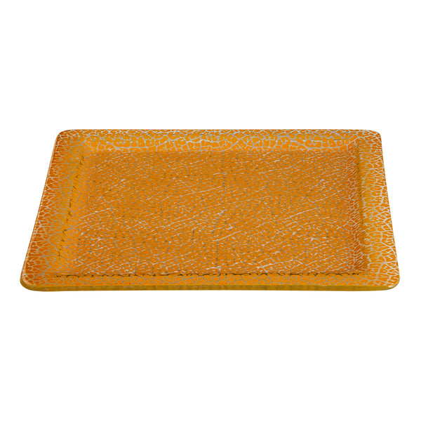 Foglia Mustard 12" Square Handmade Glass Rimmed Platter, SET of 2