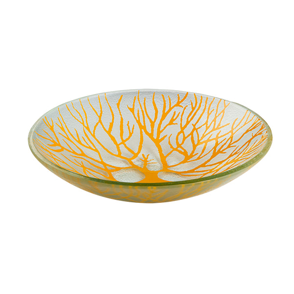 Radici Mustard 14" Round Handmade Glass Bowl, 1 EA