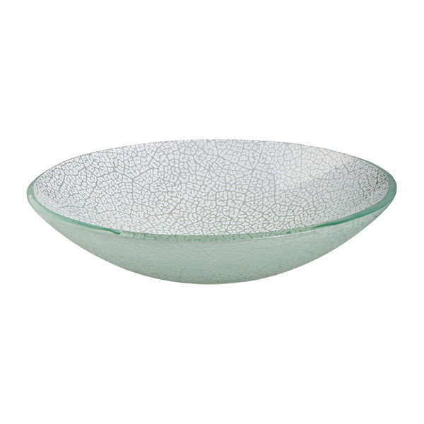 Foglia White 14" Round Handmade Glass Bowl, 1 EA