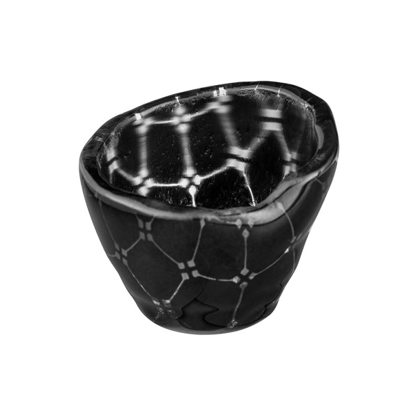 Zenit Black Mini Round Deep Narrow Handmade Glass Bowl, Set of 12