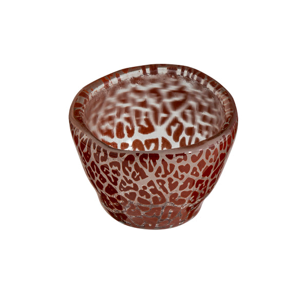 Foglia Cognac Mini Round Deep Narrow Handmade Glass Bowl, Set of 12