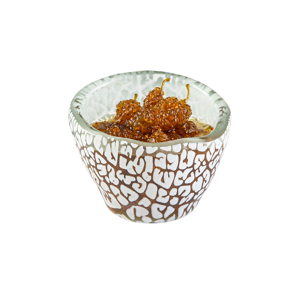 Foglia White Mini Round Deep Narrow Handmade Glass Bowl, Set of 12