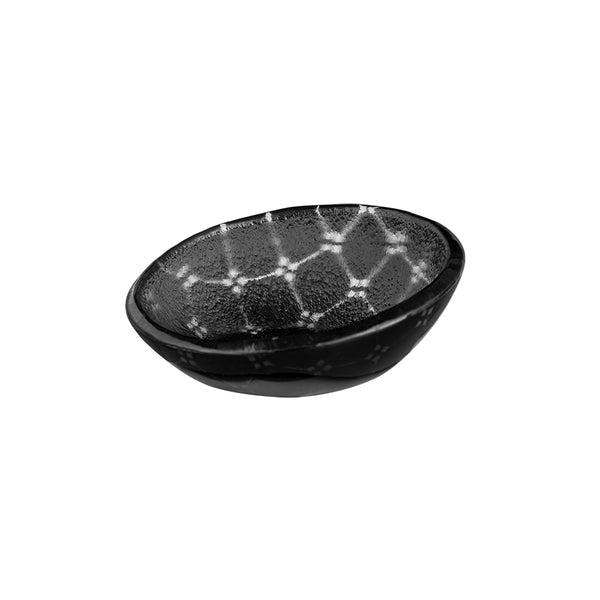 Zenit Black Mini Round Shallow Handmade Glass Bowl, Set of 12