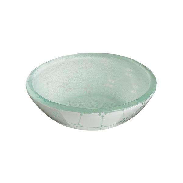 Zenit White Mini Round Shallow Handmade Glass Bowl, Set of 12