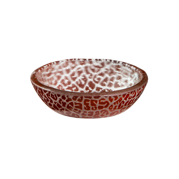 Foglia Cognac Mini Round Shallow Handmade Glass Bowl, Set of 12