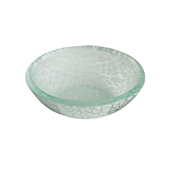 Foglia White Mini Round Shallow Handmade Glass Bowl, Set of 12