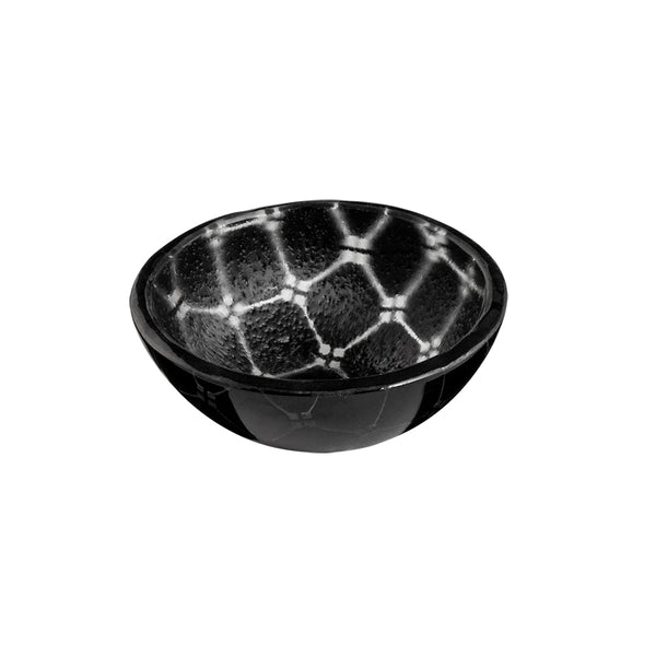 Zenit Black Mini Round Deep Handmade Glass Bowl, Set of 12