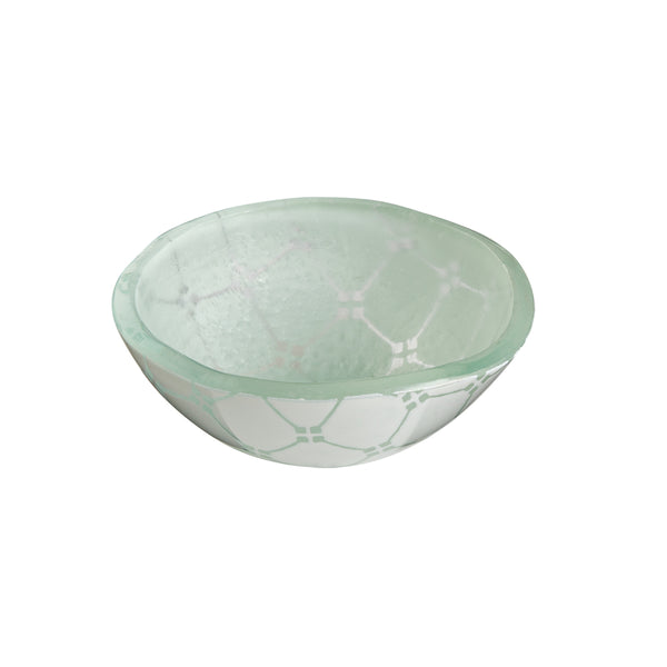 Zenit White Mini Round Deep Handmade Glass Bowl, Set of 12