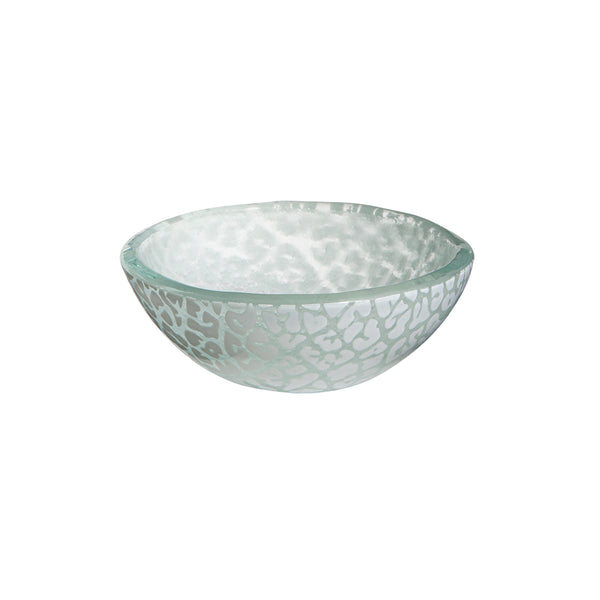 Foglia White Mini Round Deep Handmade Glass Bowl, Set of 12