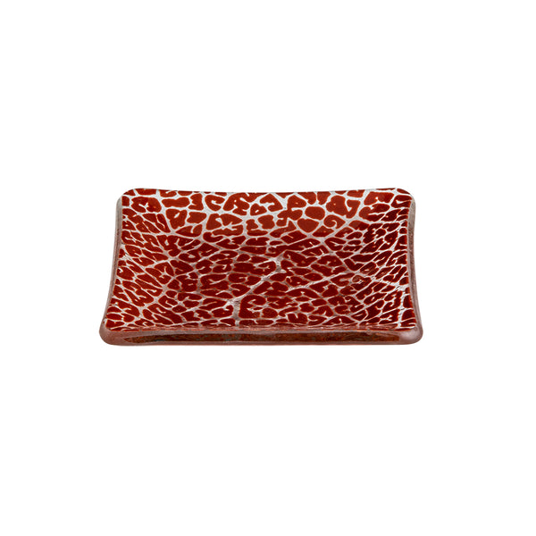 Foglia Cognac Mini Square Handmade Glass Plate, Set of 12