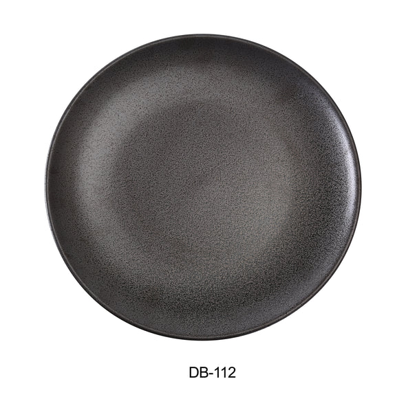 Yanco Diamond Black Chinaware 12" X 1 3/8" COUPE SHAPE ROUND PLATE