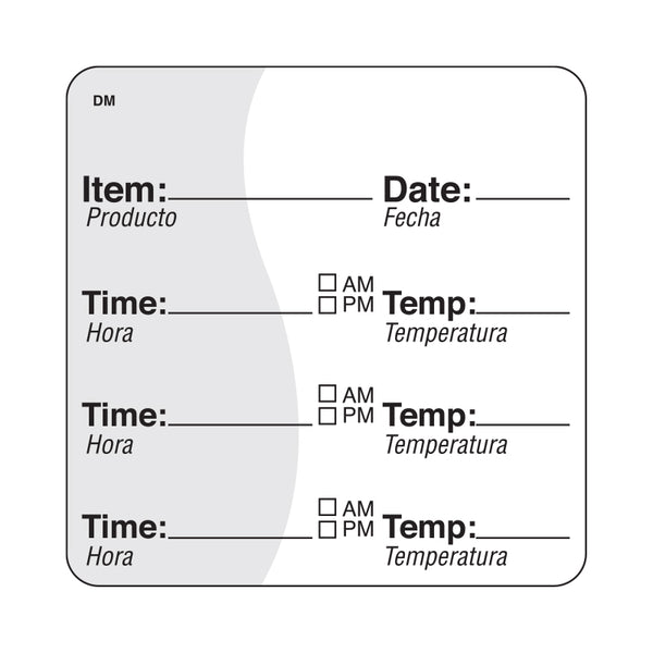 2x2 DM 250 Item Date Time Temp Lab