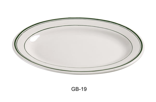 Yanco Green Band Chinaware 13 1/2" X 9 1/2" PLATTER