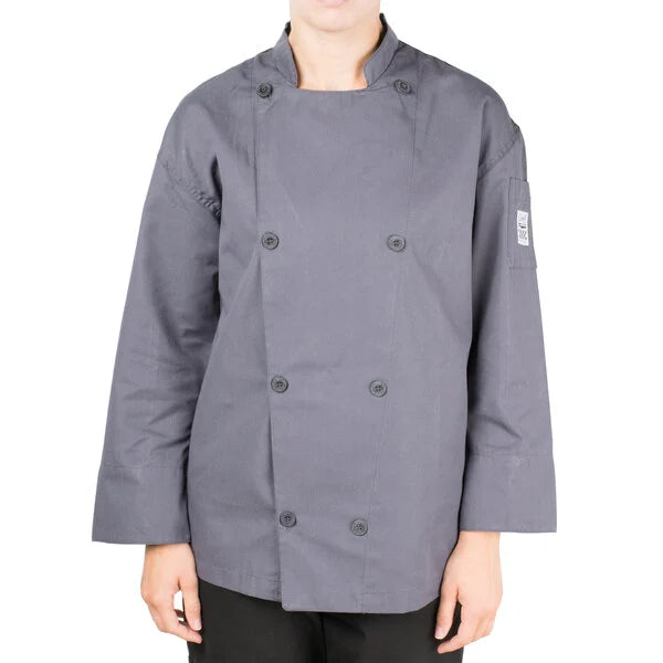 Gray Performance Long Sleeve Chef Jacket with Mesh Back Gray