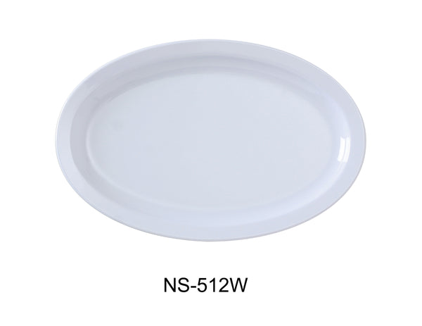 Yanco Nessico Melamine 12" X 6 3/4" OVAL PLATTER W/NARROW RIM WHITE