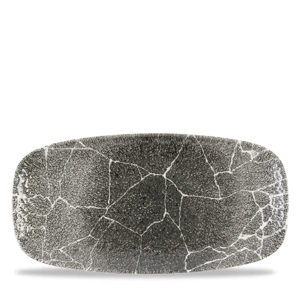 Studio Prints Kintsugi Quartz Black Chefs' Oblong Plate No. 3 29.8 x 15.3cm 11 3/4" x 6" Box 12