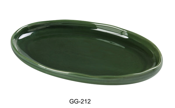 Yanco Green Gem Chinaware 12-1/4" X 8-1/4" X 1-1/4" OVAL PLATE