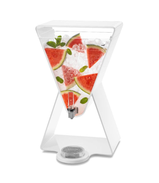 Lucid Prism 3 Gal. White Acrylic Beverage Dispenser with Drip Tray, 1 EA