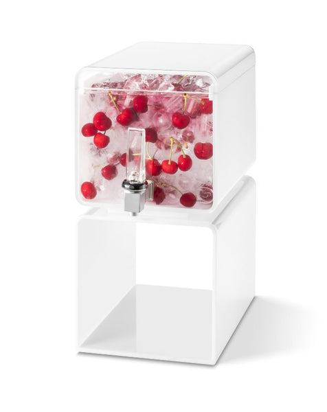 Lucid Cuboid 2 Gal. White Acrylic Beverage Dispenser, 1 EA