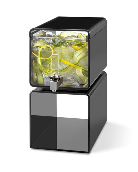 Lucid Cuboid 2 Gal. Black Acrylic Beverage Dispenser, 1 EA