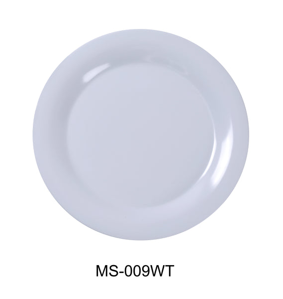 Yanco Milestone Melamine 9" WIDE RIM ROUND PLATE WHITE