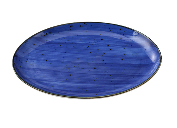 Yanco Lyon-Blue Chinaware 8" X 5 1/2" X 3/4"COUPE PLATTER BLUE