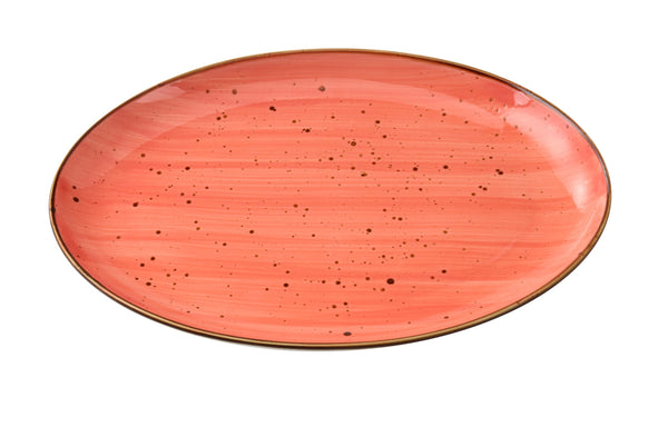 Yanco Lyon-Coral Chinaware 8" X 5 1/2" X 3/4"COUPE PLATTER CORAL