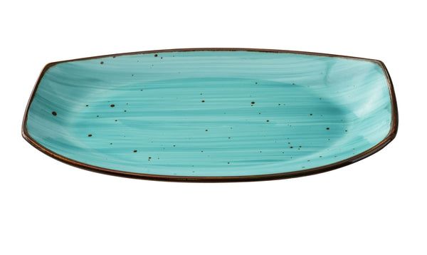 Yanco Lyon-Turquoise Chinaware 13" X 7 3/8" X 1 1/2" RECTANGULAR PLATE TURQUOISE