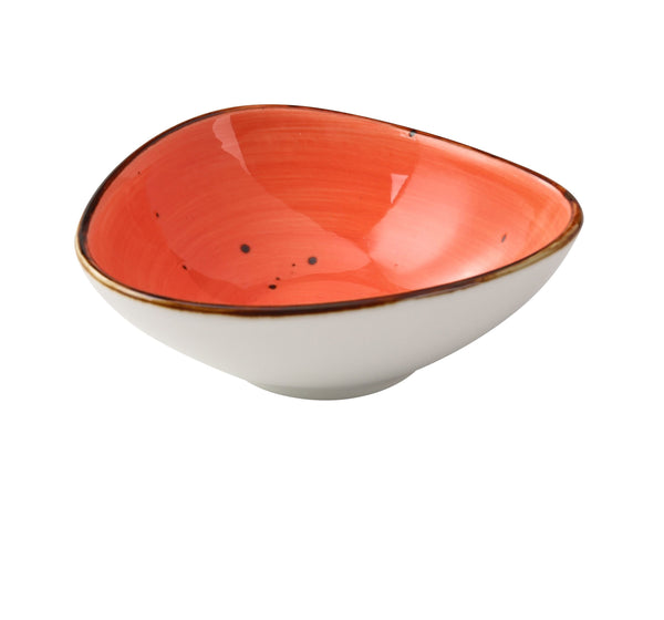 Yanco Lyon-Coral Chinaware 4 3/4" X 4 3/8" X 1 5/8" TRIANGLE SAUCE BOWL 5 OZ CORAL