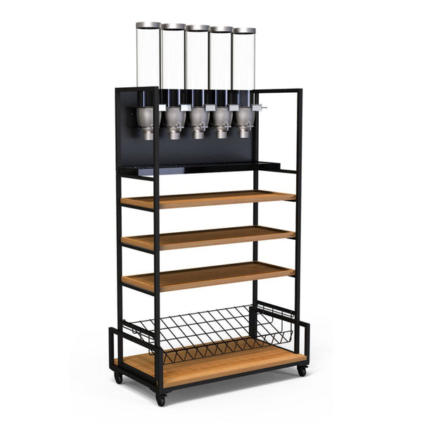 Modulite™ Cart Kit A - EZ Serv 5 Dispenser w/Catch Tray, 3 Bamboo Shelves & Wire Shelf, 1 Kit