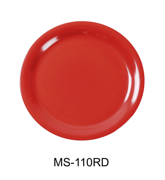 Yanco Milestone Melamine 10 1/2" NARROW RIM ROUND PLATE ORANGE RED