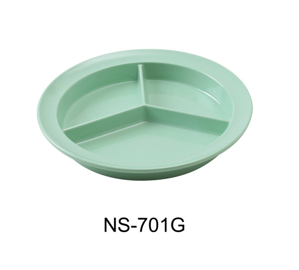 Yanco Nessico Melamine 9" DEEP COMPARTMENT PLATE GREEN