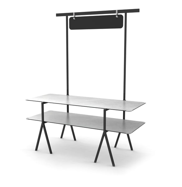 Modulite™ 2 Level Kit, Concrete Gray 2 Table Top, Chalkboard, Black Display Frame & Legs