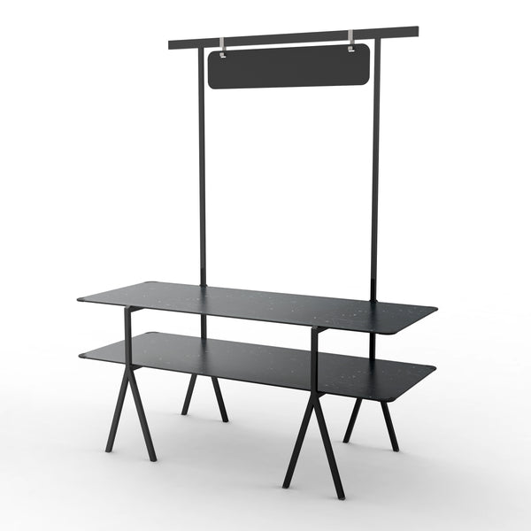 Modulite™ 2 Level Kit, Black Marble 2 Table Top, Chalkboard, Black Display Frame & Legs