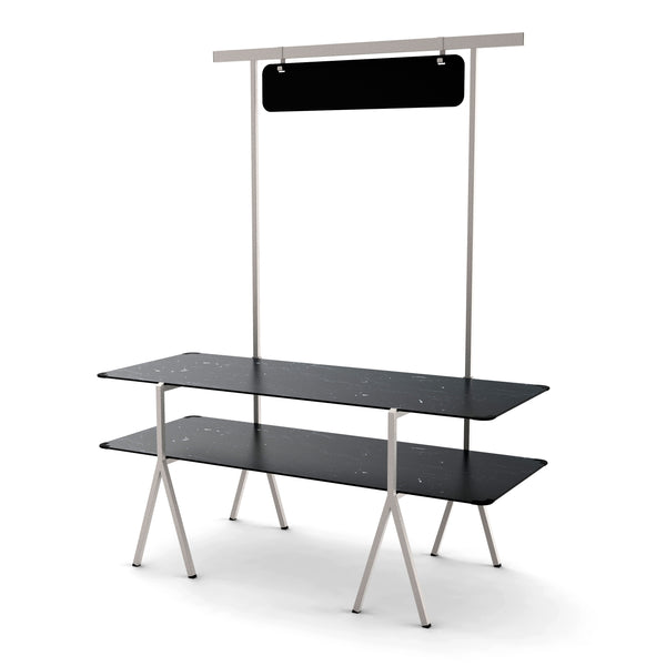 Modulite™ 2 Level Kit, Black Marble 2 Table Top, Chalkboard, Stainless Steel Display Frame & Legs