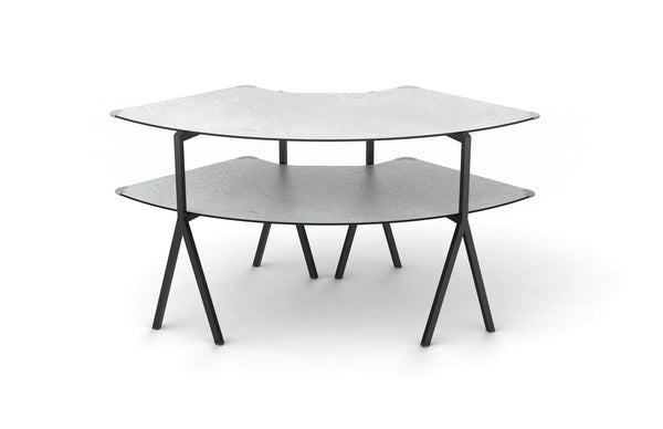 Modulite™ 2 level Kit,Concrete Gray 2 Qtr Round Table Top, Black Legs