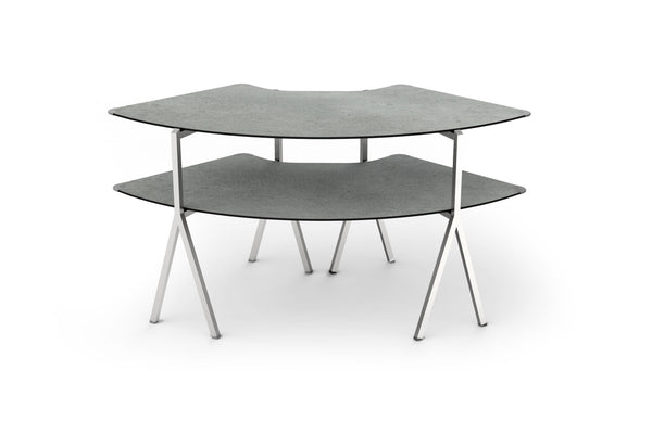 Modulite™ 2 level Kit,Concrete Gray 2 Qtr Round Table Top, Stainless Steel Legs