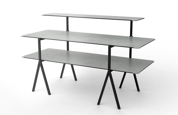 Modulite™ 3 Level Kit, Concrete Gray 2 Table Top, 1 Shelf, Black Legs