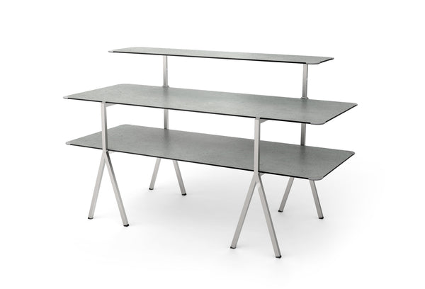 Modulite™ 3 Level Kit, Concrete Gray 2 Table Top, 1 Shelf, Stainless Steel Legs