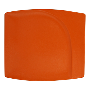 SQUARE FLAT PLATE, 12.6"L, 11.4"W, TANGERINE ORANGE