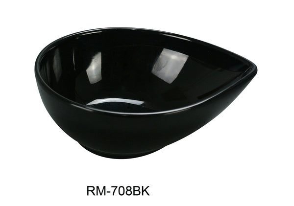 Yanco Rome Melamine 8" X 6" X 2 3/4" WATERDROP SHAPE BOWL BLACK 26 OZ