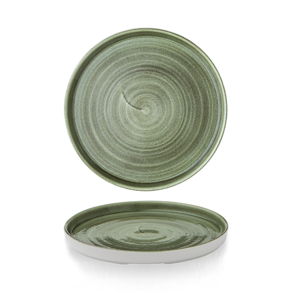 Stonecast Patina Burnished Green  Walled Plate 8.67" Box 6