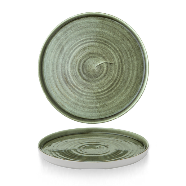 Stonecast Patina Burnished Green  Walled Plate 10 2/8" Box 6