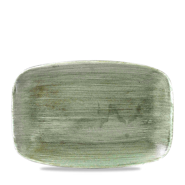 Stonecast Patina Burnished Green Oblong Chefs Plate 13 1/2" X 9 1/4" Box 6