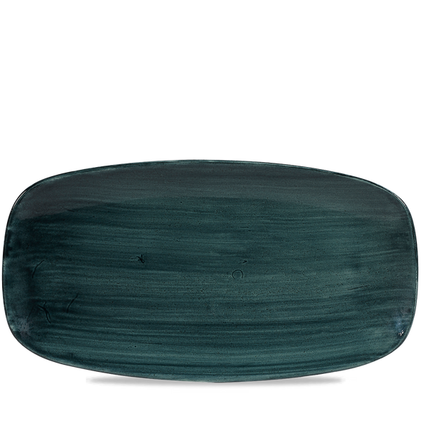 Stonecast Patina Rustic Teal  Chefs Oblong Plate 13 7/8X7 3/8" Box 6